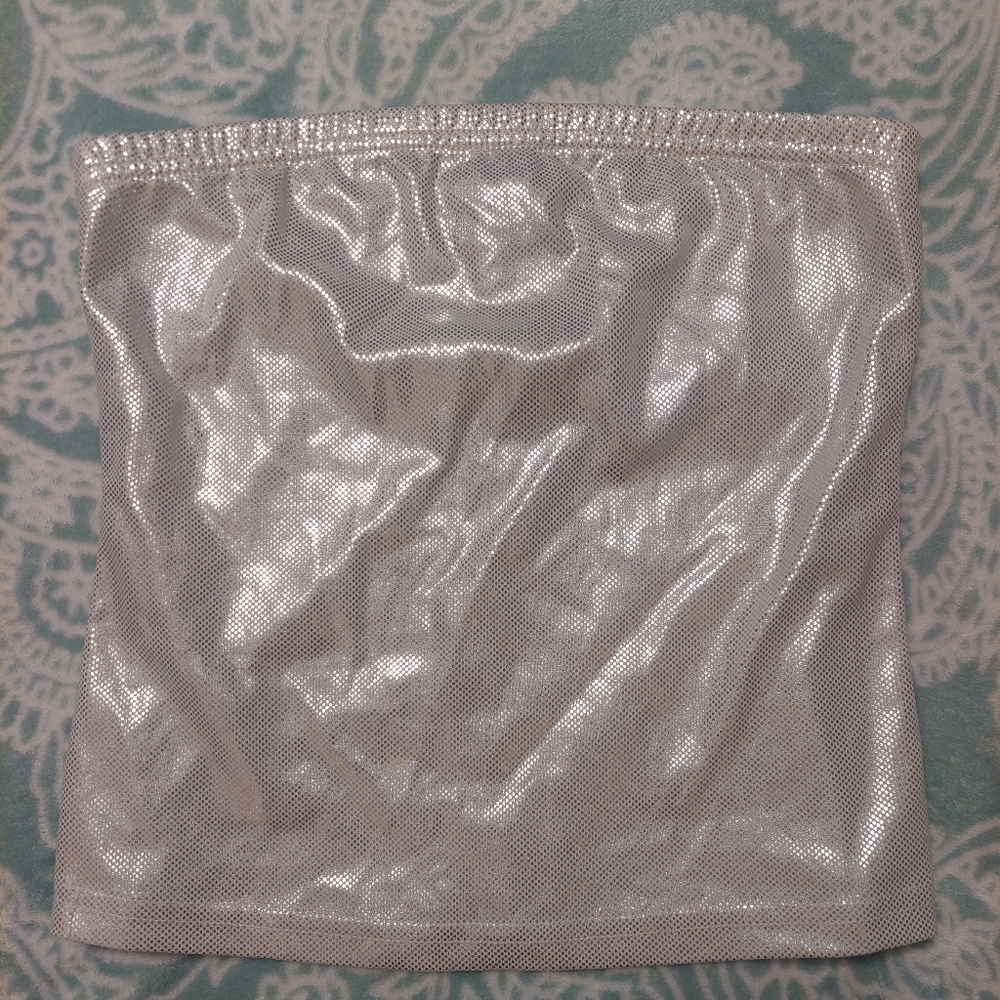 Iconic y2k Vintage Misdemeanor shimmer silver tube top